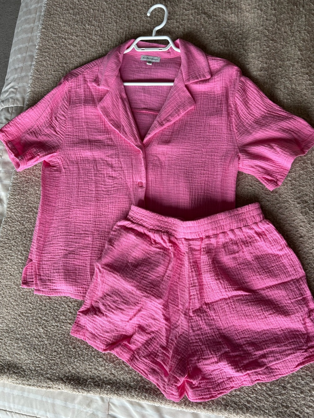 Pink Cotton Gauze Short Set